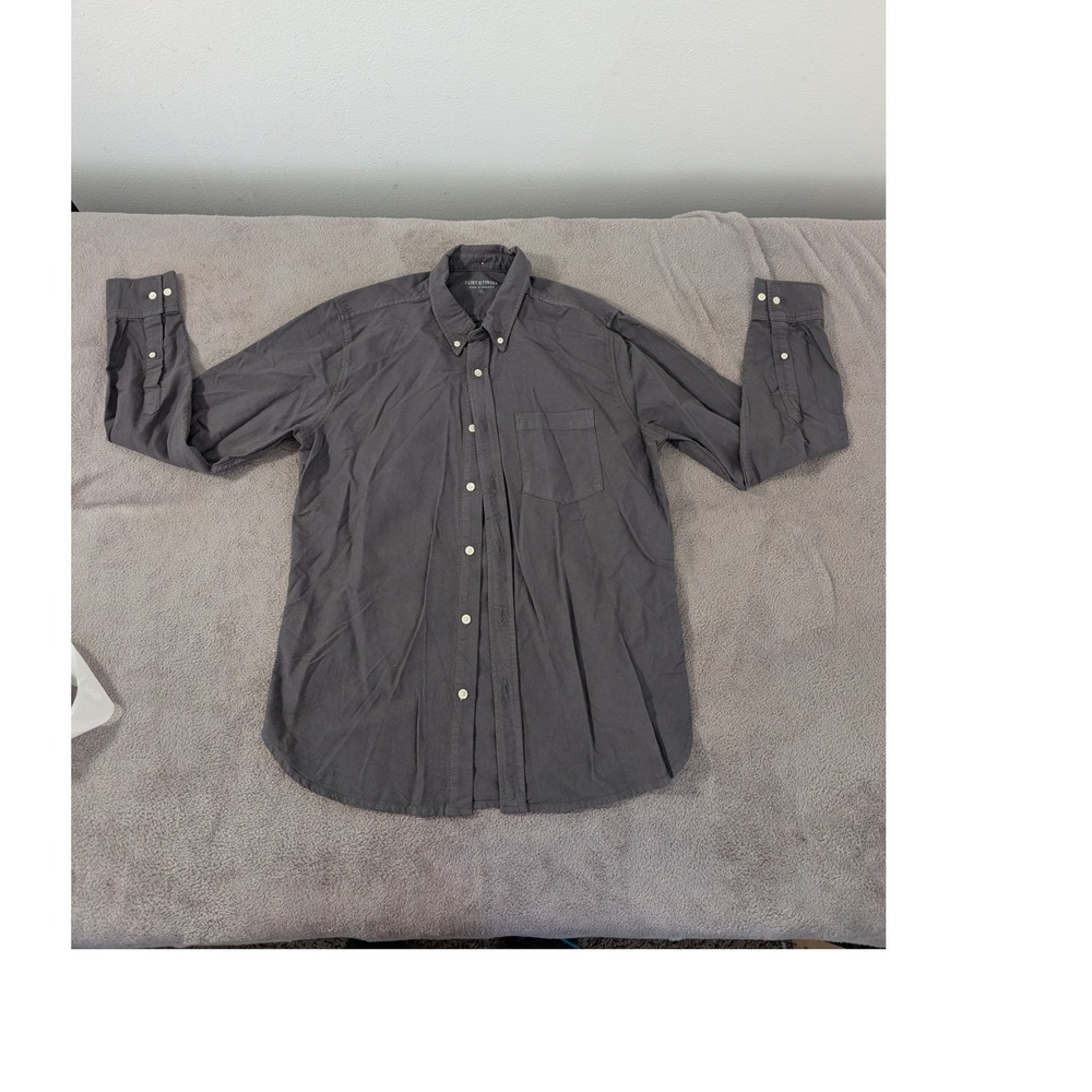 Flint and Tinder Mens M Long Sleeve Button Down Shirt Gray Cotton Made in USA